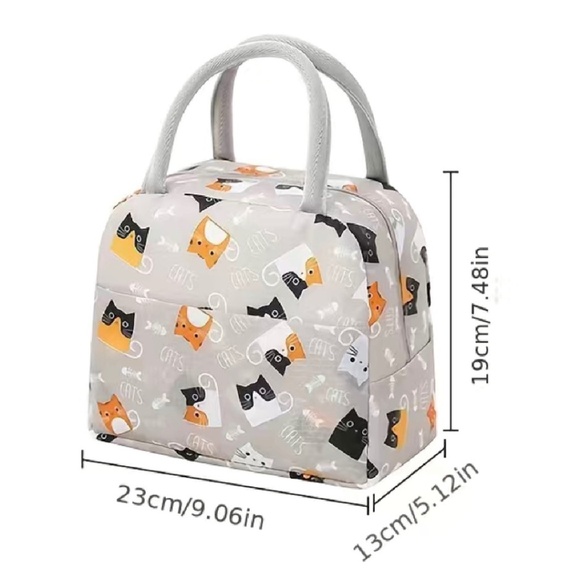 Insulated Kitty Cat Lunch Bag Tropical Container School Work Travel Picnic Light - Picture 13 of 14